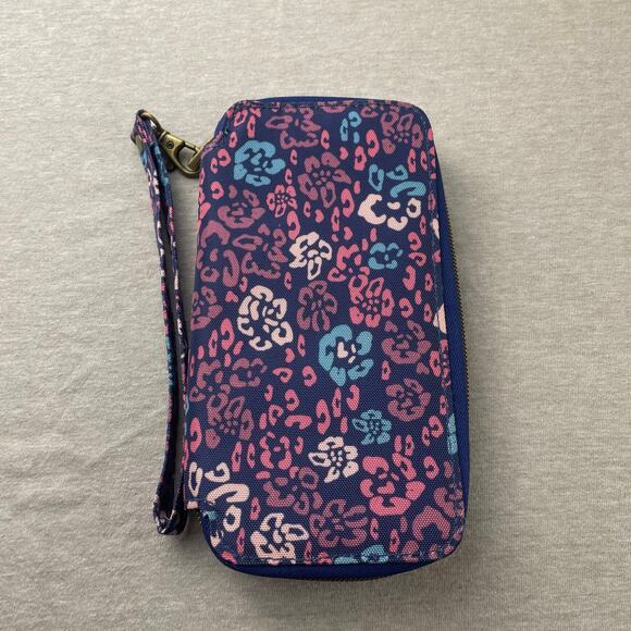 Travelon RFID Blocking Purple Pink Floral Wristlet Accordion Wallet Travel - Picture 2 of 6